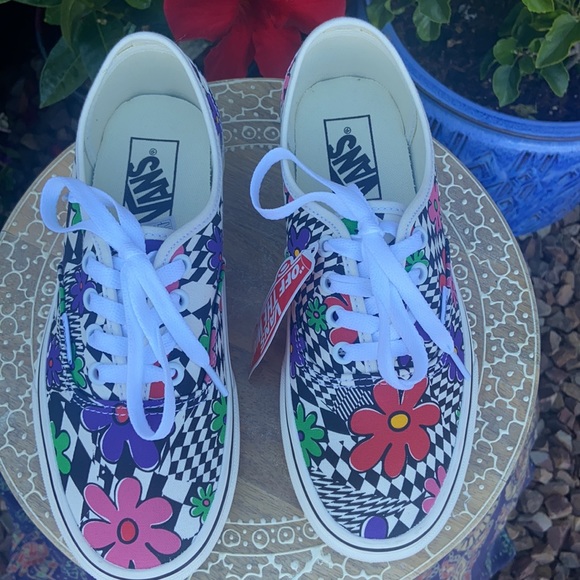 New Retro Vans Authentic 90’s Vintage Colorful FLOWER POWER Low Top Sneakers - Picture 15 of 16